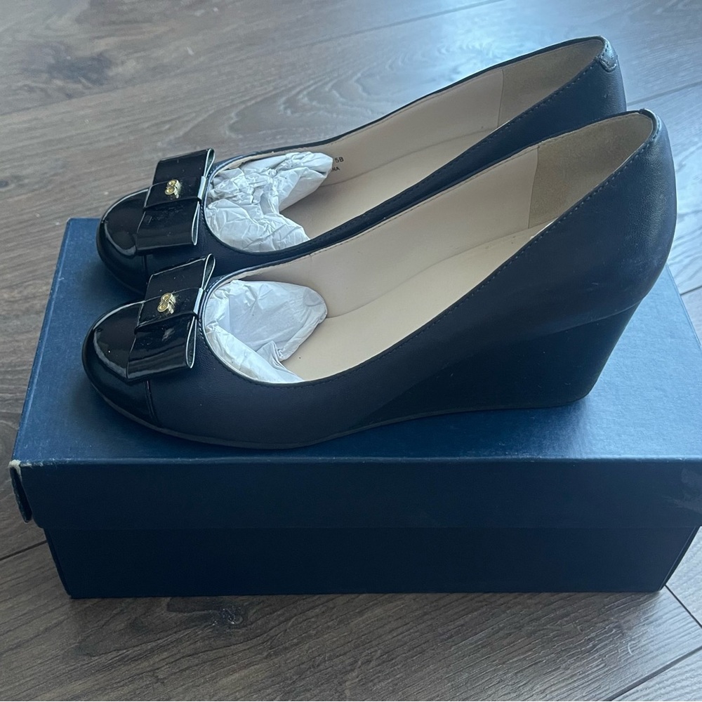 Cole Haan Navy Wedge Shoes